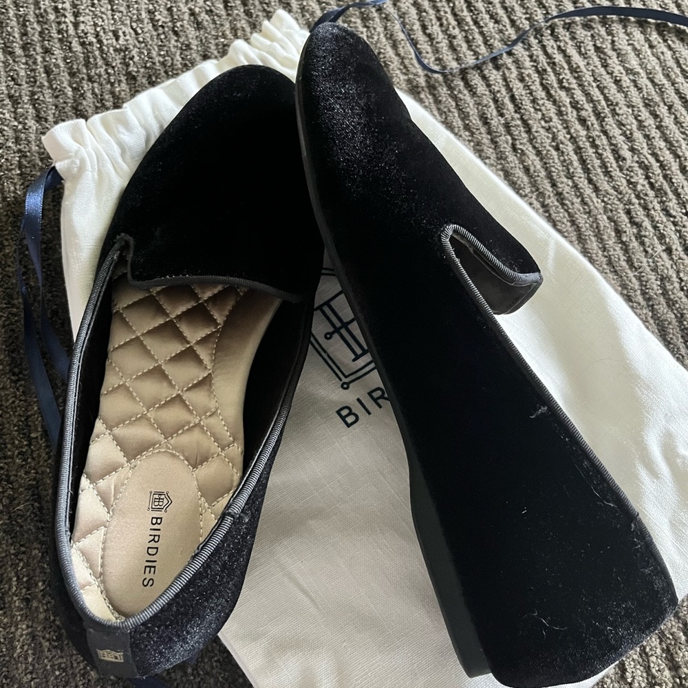 Birdies Starling Flat Size 8.5 black velvet